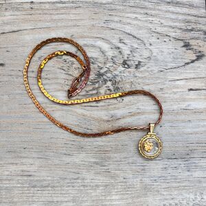 Vintage 12KGF Gold Nugget Shaker Pendant 14KGP Chain Real 22K Gold Nuggets